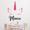 Unicorn horn and custom name wall quotes vinyl lettering wall decal home decor kids play pretend fairy tale once upon a time