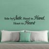 Side by side, hand in hand, heart to heart wall quotes vinyl lettering wall decal home decor vinyl stencil love family marriage bedroom wedding