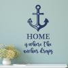 Home is Where the Anchor Drops wall quotes vinyl lettering wall decal home decor sail boat lake house ocean water nautical