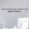 Of course I talk to myself, sometimes I need expert advice wall quotes vinyl lettering wall decals office funny office workspace office space professional