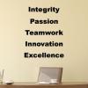 Integrity Passion Teamwork Innovation Excellence wall quotes vinyl lettering wall decal office core values mission statement motivational power words home office workplace workspace