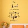 The Lord will be your everlasting light Isaiah 60:20 wall quotes vinyl lettering wall decal home decor religious faith bible 