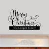 Merry Christmas with custom family name wall quotes vinyl lettering wall decal home decor vinyl stencil custom personalized holiday seasonal