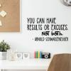 You can have results or excuses. Not both. - Arnold Schwarzenegger wall quotes vinyl lettering wall decal home decor sport sports work out home gym working out lift weights bodybuilding