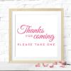 Thanks for coming please take one wall quotes vinyl lettering wall decal home decor wedding diy sign signs favors table 