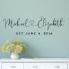 2 Names connected with a heart and full est and date wall quotes vinyl decal home decor vinyl stencil wedding decor anniversary gift established date custom personalized