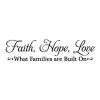 Faith Hope Love What families are built on wall quotes vinyl lettering wall decal home decor vinyl stencil family home wedding love marriage