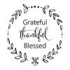 Grateful Thankful Blessed in wreath, home, entry, thanksgiving, wreath, wall quotes vinyl wall decal