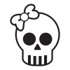 skull decal with bow