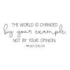 The world is changed by your example, not your opinion. - Paulo Coelho wall quotes vinyl lettering wall decal home decor inspiration