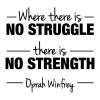 Where there is no struggle there is no strength Oprah Winfrey wall quotes vinyl lettering wall decal home decor black history perseverance stronger