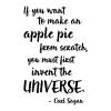 If you want to make an apple pie from scratch, you must first invent the universe - Carl Sagan wall quotes vinyl lettering wall decal home decor kitchen cook chef bake