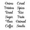 Onions Potatoes Bread Sugar Flour Coffee Cereal Spices Rice Pasta Oatmeal Snacks wall quotes vinyl lettering wall decal home decor organization labels pantry organize