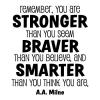 You Are Stronger Than You Seem, Braver Than You Believe, And Smarter Than You Think You Are A. A. Milne  wall quotes vinyl lettering wall decal home decor nursery kids child read book literature 