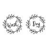 Wash Dry [leaf wreath] wall quotes vinyl lettering wall decal home decor vinyl stencil laundry room washer dryer front loader