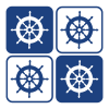 Captain's wheel in four rounded squares