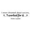 I never dreamed about success, I worked for it. -Estee Lauder wall quotes vinyl lettering wall decal home decor vinyl stencil style makeup entrepreneur office professional beauty fashion