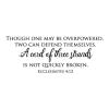 Though one may be overpowered, two can defend themselves. A cord of three strands is not quickly broken. Ecclesiastes 4:12 wall quotes vinyl lettering wall decal marriage wedding wedding knot religious faith church christian scripture 