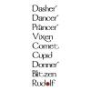 Dasher dancer prancer vixen comet cupid donner blitzen rudolph {with red circle as "o"} wall quotes vinyl lettering wall decal home decor vinyl stencil christmas holiday seasonal santa santa's reindeer names