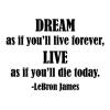Dream as if you'll live forever, live as if you'll die today -LeBron James wall quotes vinyl lettering wall decal home decor sports basketball goat 