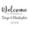 Welcome to the wedding of bride and groom name custom wedding date wall quotes vinyl lettering wall decal wedding decor vinyl stencil custom personalized wedding date names sign