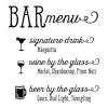 Bar menu signature drink wine by the glass beer by the glass wall quotes vinyl lettering wall decal wedding decor drink options selections cocktail open bar