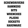 Screwdrivers Hammers Bits Wrenches Pliers Sockets Hardware wall quotes vinyl lettering wall decal home decor tools tool chest toolbox garage organization organize labels 