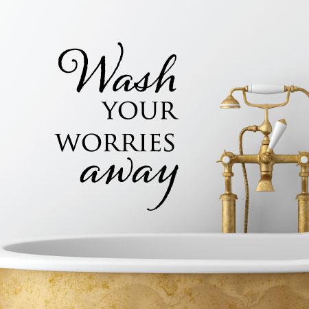 quotes worries wash away decal bathroom wallquotes decals