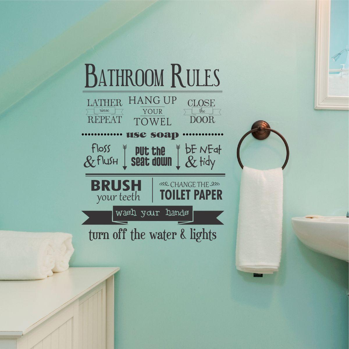 Bathroom Rules Wall Quotes™ Decal Bathroom Rules Wall Quotes™ Decal
