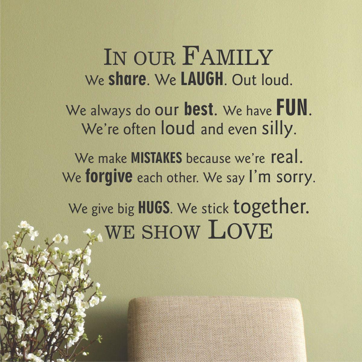 In Our Family We Show Love Wall Quotes™ Decal | WallQuotes.com