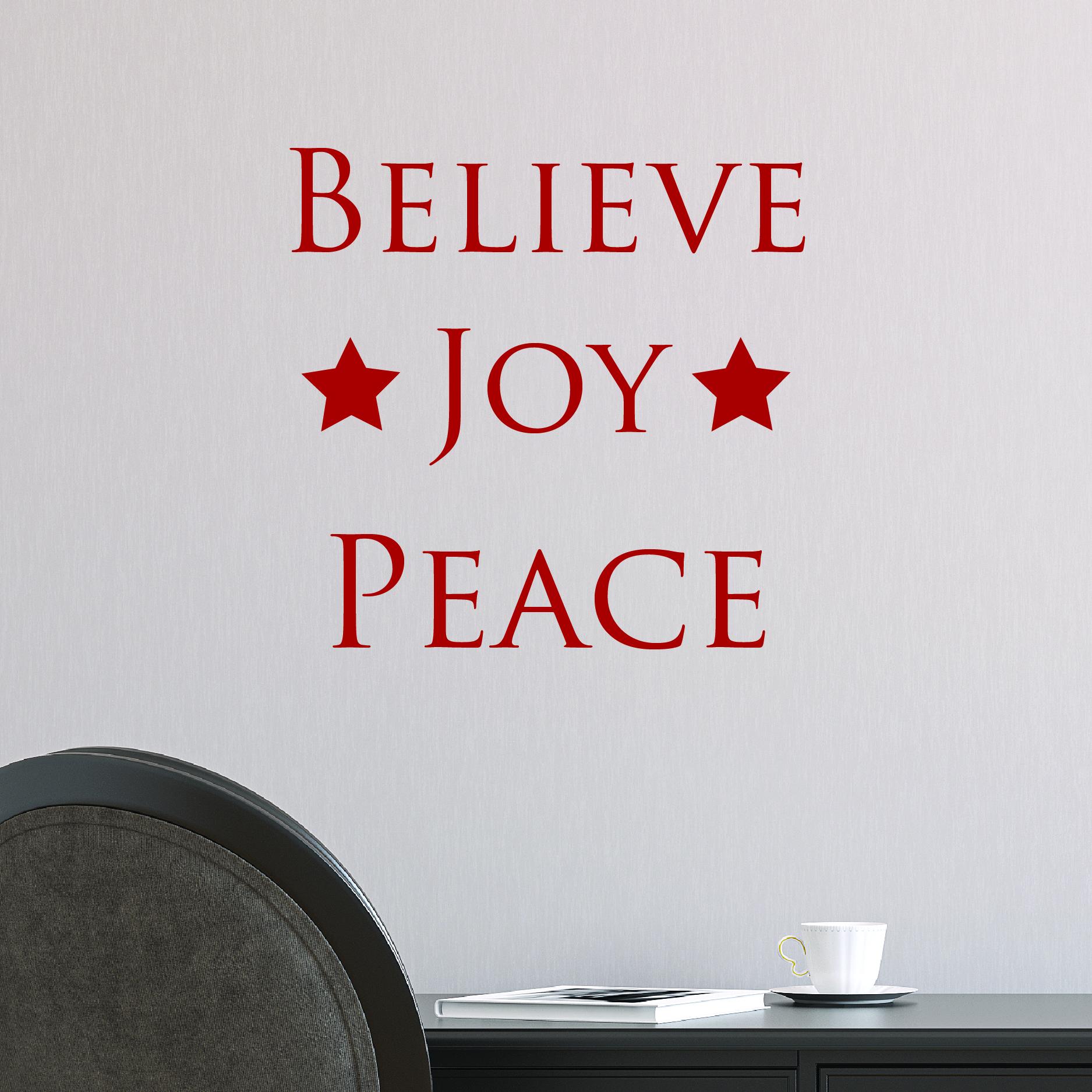 Believe Joy Peace Wall Quotes™ Decal | WallQuotes.com