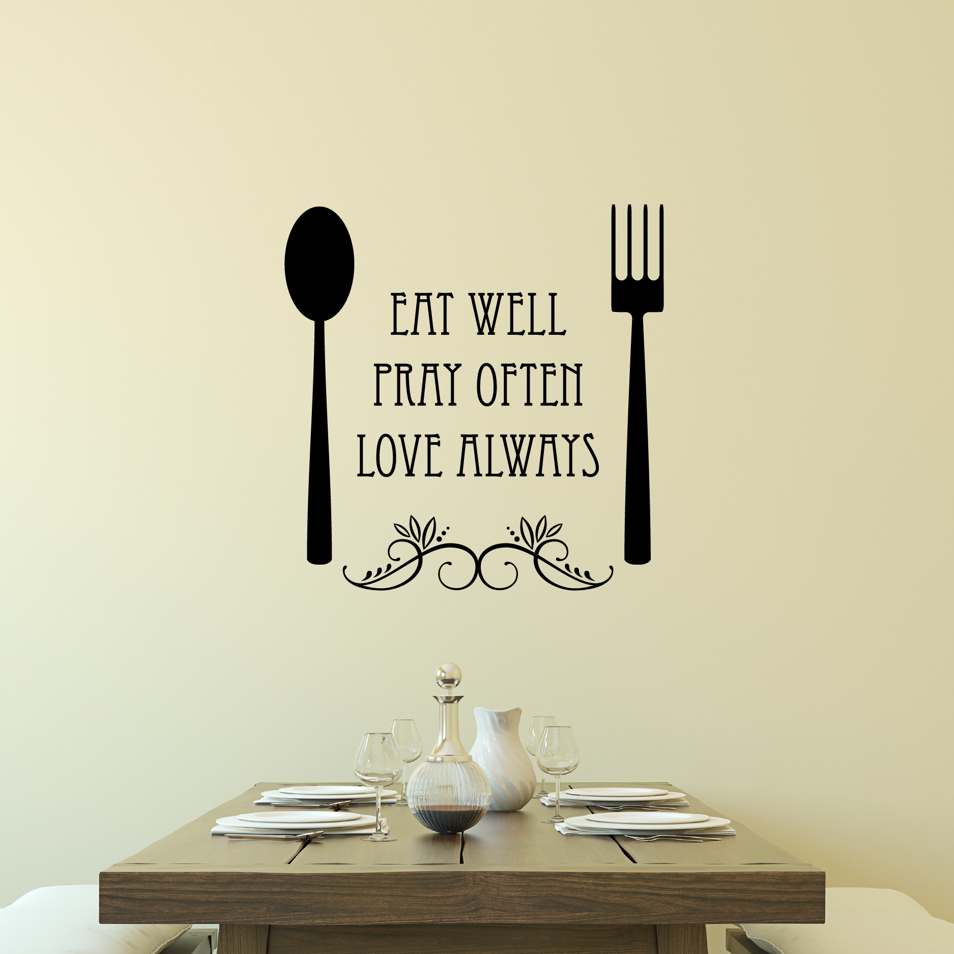 Eat Well Spoon And Fork Wall Quotes™ Decal | WallQuotes.com