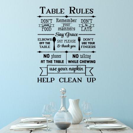 Table Rules Wall Quotes™ Decal | WallQuotes.com
