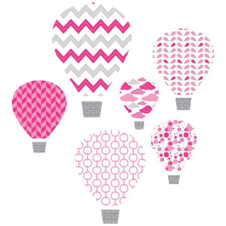 Pink Hot Air Balloons Textstyles™ Canvas Wall Decal | WallQuotes.com